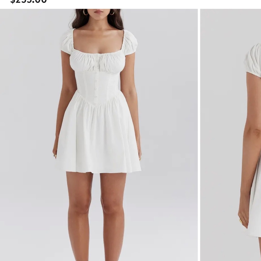 House of CB White Puff Sleeve Mini Dress